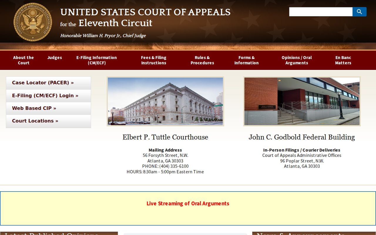 Elbert County court calendar context from the Eleventh Circuit site