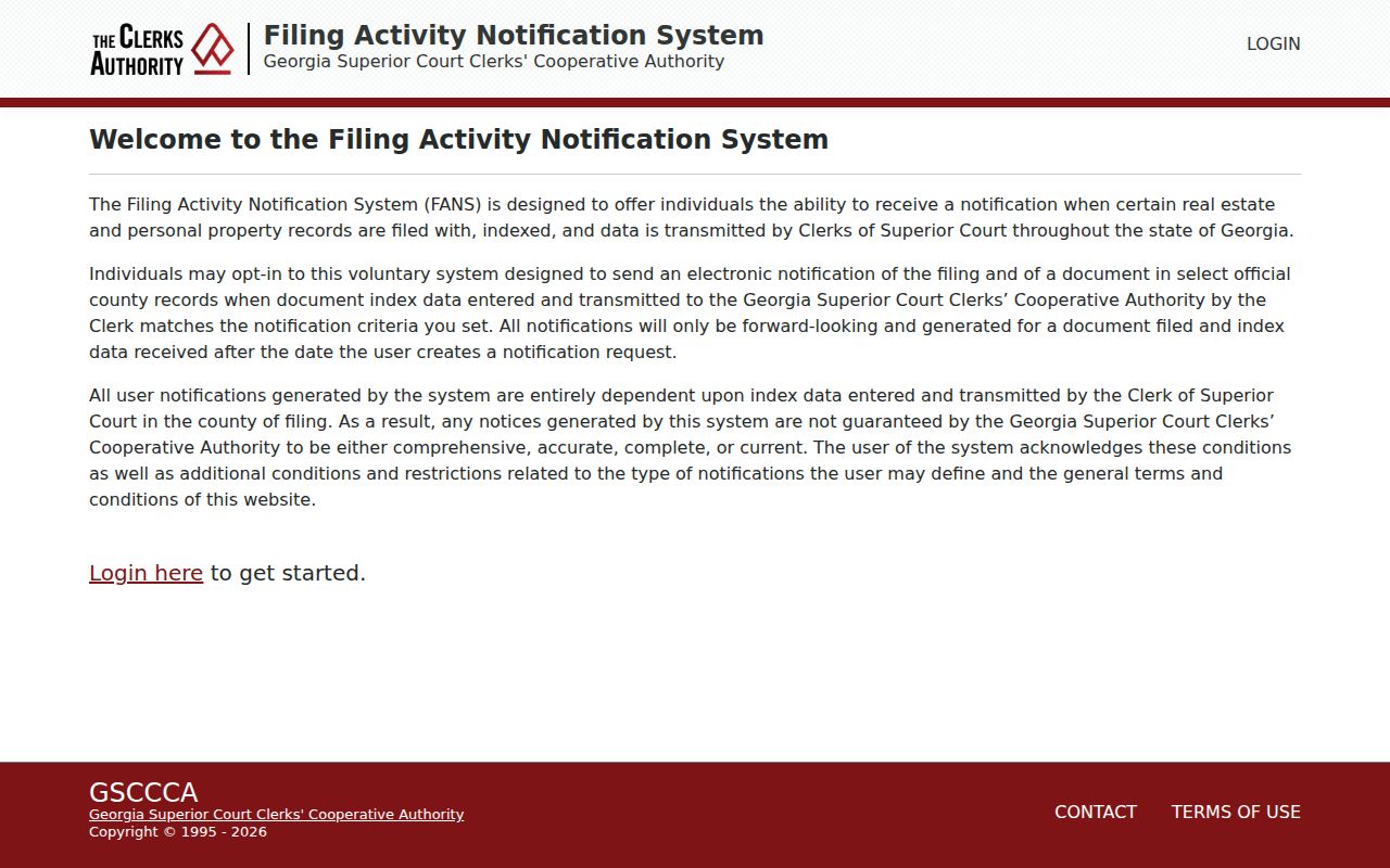 Elbert County civil court dockets and Georgia filing notification portal