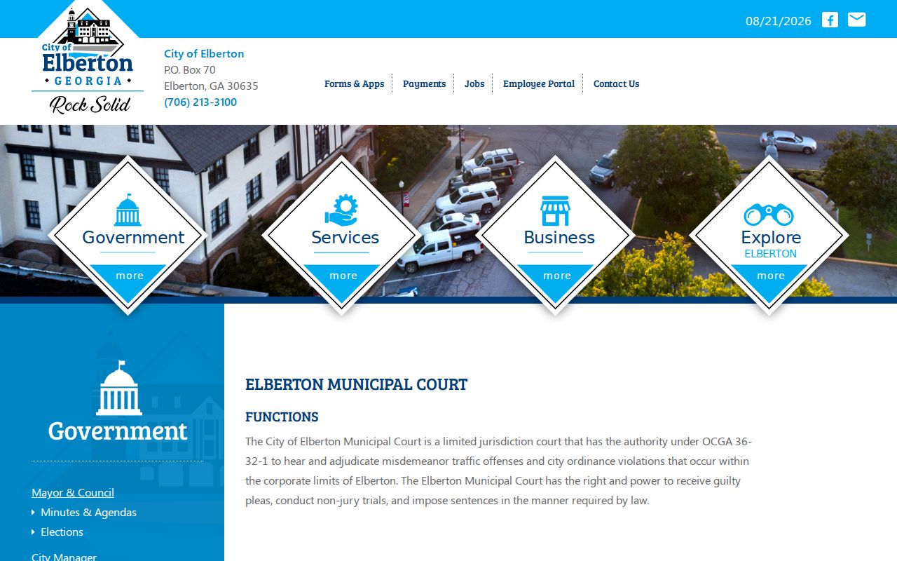 Elberton court docket official Municipal Court page
