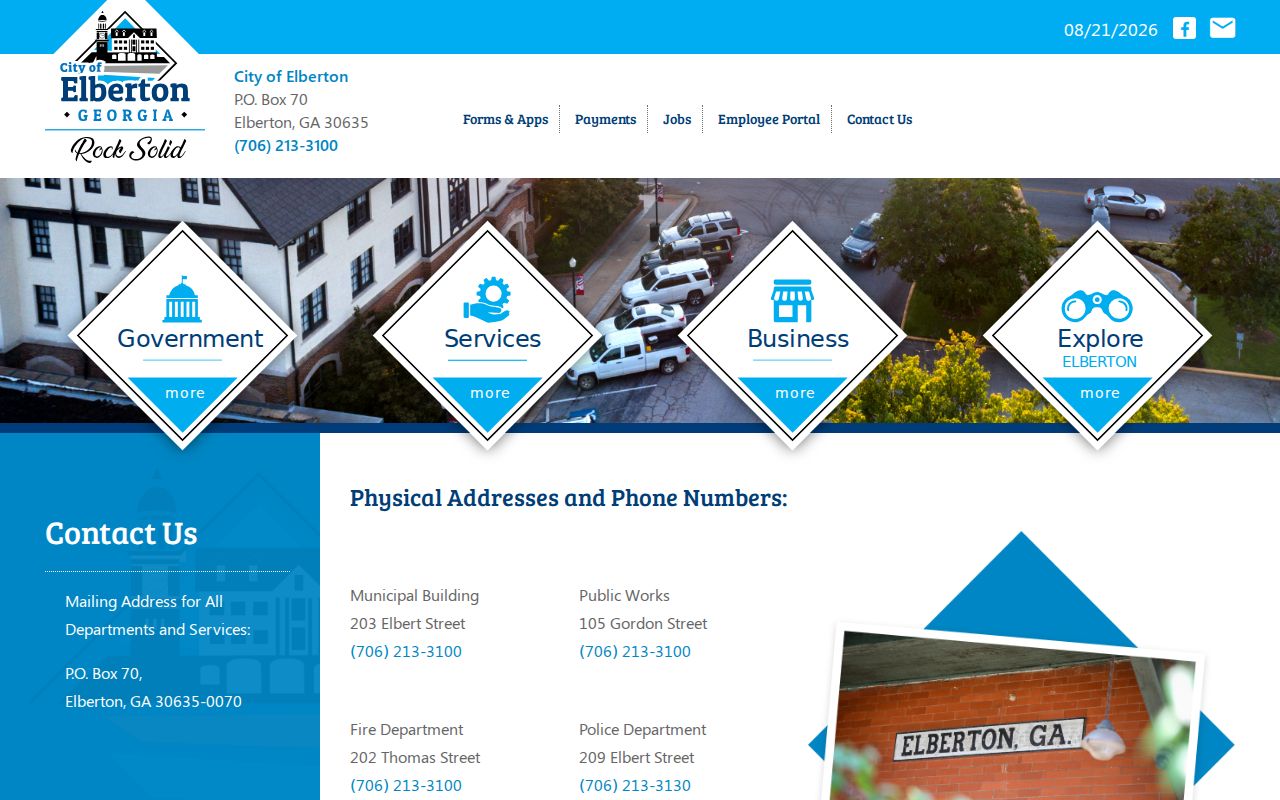 Elberton court docket City Hall contact page